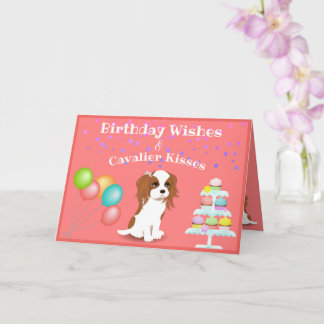 Cavalier King Charles Spaniel Pink Happy Birthday Karte