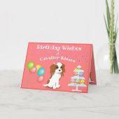 Cavalier King Charles Spaniel Pink Happy Birthday Karte (Vorderseite)