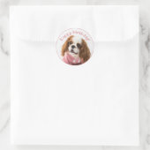Cavalier King Charles Spaniel Pink Happy Birthday Runder Aufkleber (Tasche)