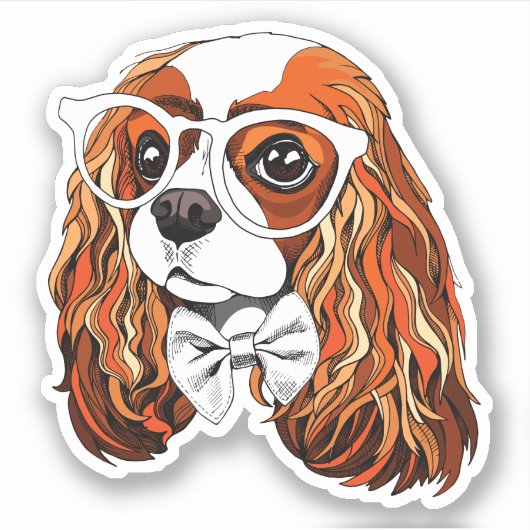 Cavalier King Charles Spaniel Portrait Aufkleber (Vorderseite)