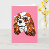 Cavalier King Charles Spaniel Portrait Karte (Gelbe Blume)