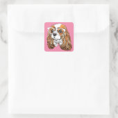 Cavalier King Charles Spaniel Portrait Quadratischer Aufkleber (Tasche)