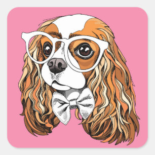 Cavalier King Charles Spaniel Portrait Quadratischer Aufkleber