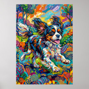 Cavalier King Charles Spaniel Psychedelische Kunst Poster