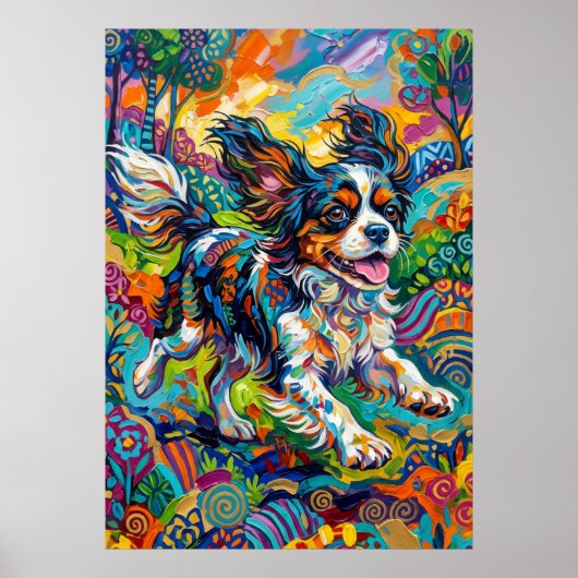 Cavalier King Charles Spaniel Psychedelische Kunst Poster (Vorne)