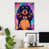Cavalier King Charles Spaniel psychedelisches Neon Poster (Heimbüro)