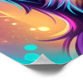 Cavalier King Charles Spaniel psychedelisches Neon Poster (Ecke)