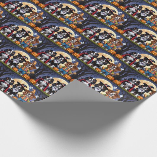Cavalier King Charles Spaniel Pumpkin Halloween Geschenkpapier (Ecke)