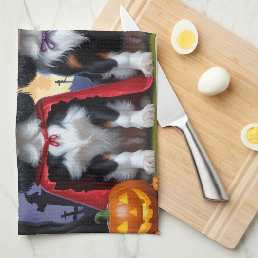 Cavalier King Charles Spaniel Pumpkin Halloween Geschirrtuch (Viertel Falte)