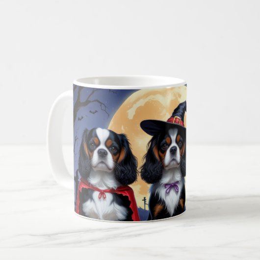 Cavalier King Charles Spaniel Pumpkin Halloween Kaffeetasse (Vorderseite Links)