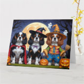 Cavalier King Charles Spaniel Pumpkin Halloween Karte (Gelbe Blume)