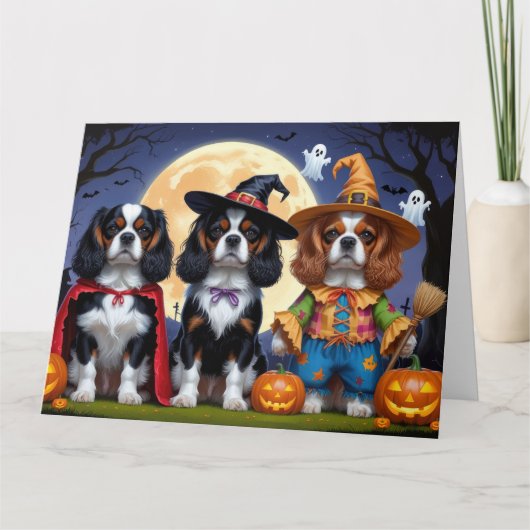 Cavalier King Charles Spaniel Pumpkin Halloween Karte (Vorderseite)