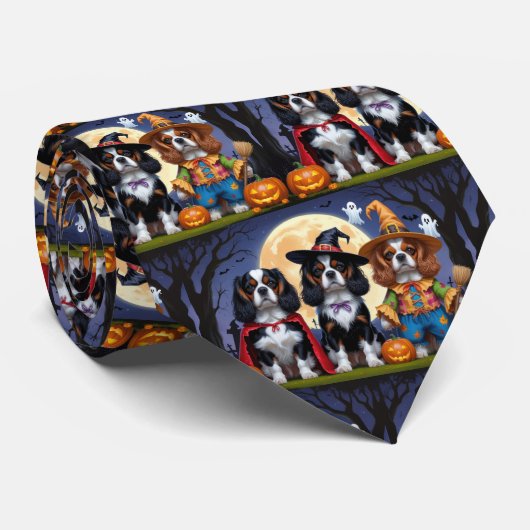 Cavalier King Charles Spaniel Pumpkin Halloween Krawatte (Gerollt)