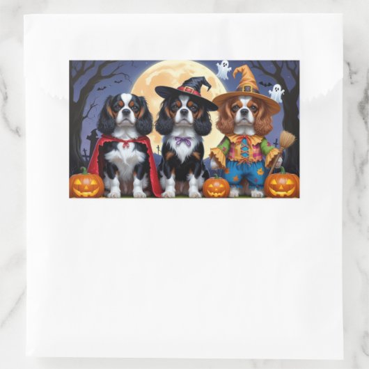 Cavalier King Charles Spaniel Pumpkin Halloween Rechteckiger Aufkleber (Tasche)