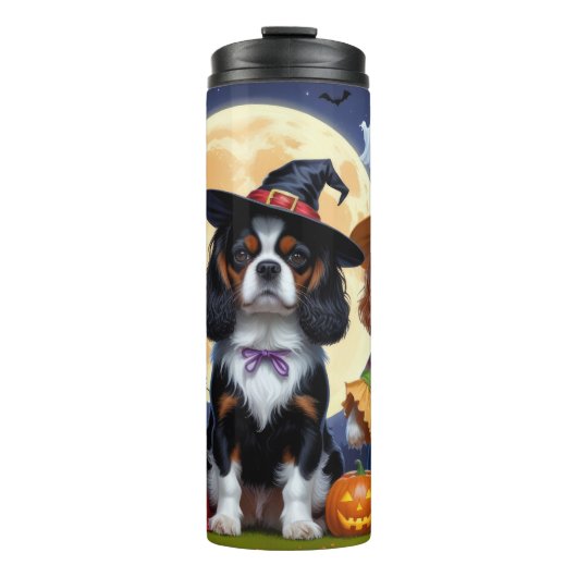 Cavalier King Charles Spaniel Pumpkin Halloween Thermosbecher (Vorderseite)