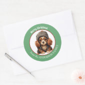 Cavalier King Charles Spaniel Pup in Winter Hat Runder Aufkleber (Umschlag)