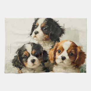 Cavalier King Charles Spaniel Puppies Christmas Geschirrtuch