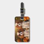 Cavalier King Charles Spaniel Puppy Autumn Pumpkin Gepäckanhänger (Vorderseite vertikal)