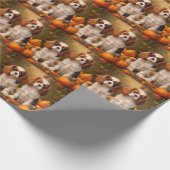 Cavalier King Charles Spaniel Puppy Autumn Pumpkin Geschenkpapier (Ecke)