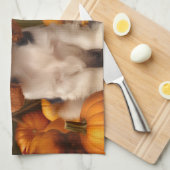 Cavalier King Charles Spaniel Puppy Autumn Pumpkin Geschirrtuch (Viertel Falte)