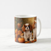 Cavalier King Charles Spaniel Puppy Autumn Pumpkin Kaffeetasse (VorderseiteRechts)