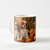 Cavalier King Charles Spaniel Puppy Autumn Pumpkin Kaffeetasse (Vorderseite Links)