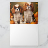 Cavalier King Charles Spaniel Puppy Autumn Pumpkin Karte (Innenseite)