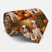 Cavalier King Charles Spaniel Puppy Autumn Pumpkin Krawatte (Gerollt)