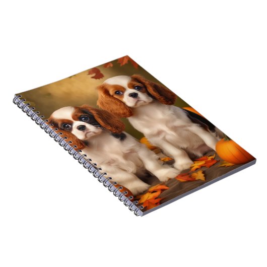 Cavalier King Charles Spaniel Puppy Autumn Pumpkin Notizblock (Rechte Seite)