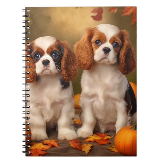 Cavalier King Charles Spaniel Puppy Autumn Pumpkin Notizblock (Vorderseite)