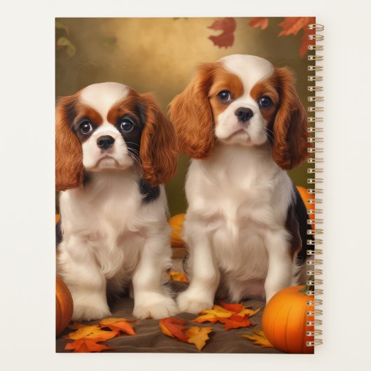 Cavalier King Charles Spaniel Puppy Autumn Pumpkin Planer (Rückseite)