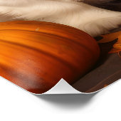 Cavalier King Charles Spaniel Puppy Autumn Pumpkin Poster (Ecke)