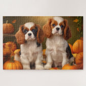 Cavalier King Charles Spaniel Puppy Autumn Pumpkin Puzzle (Horizontal)