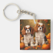 Cavalier King Charles Spaniel Puppy Autumn Pumpkin Schlüsselanhänger (Vorderseite)