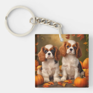 Cavalier King Charles Spaniel Puppy Autumn Pumpkin Schlüsselanhänger