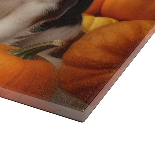 Cavalier King Charles Spaniel Puppy Autumn Pumpkin Schneidebrett (Ecke)