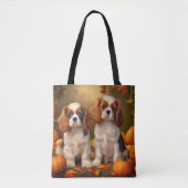 Cavalier King Charles Spaniel Puppy Autumn Pumpkin Tasche (Vorderseite)