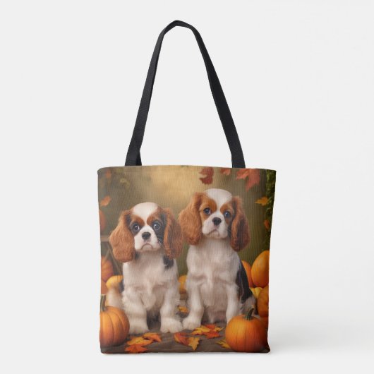Cavalier King Charles Spaniel Puppy Autumn Pumpkin Tasche (Rückseite)