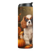Cavalier King Charles Spaniel Puppy Autumn Pumpkin Thermosbecher (Nach links gedreht)