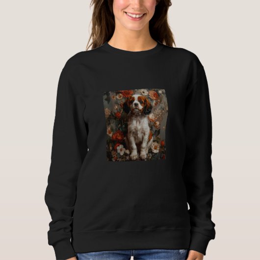 Cavalier King Charles Spaniel Puppy Blume Graphi Sweatshirt (Vorderseite)