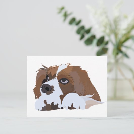 Cavalier King Charles Spaniel Puppy Postkarte (Stehend Vorderseite)