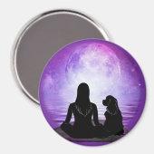 Cavalier King Charles Spaniel Purple Moon Art Magnet (Vorderseite/Rückseite)