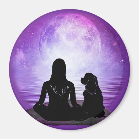 Cavalier King Charles Spaniel Purple Moon Art Magnet (Vorne)
