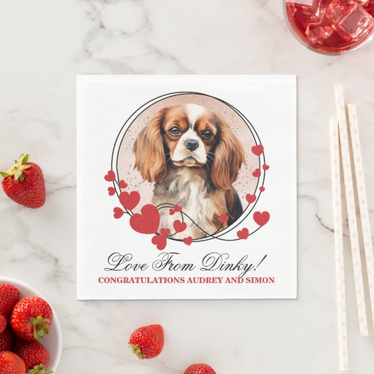 Cavalier King Charles Spaniel Red Heart Frame Serviette (Beispiel)