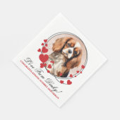 Cavalier King Charles Spaniel Red Heart Frame Serviette (Ecke)