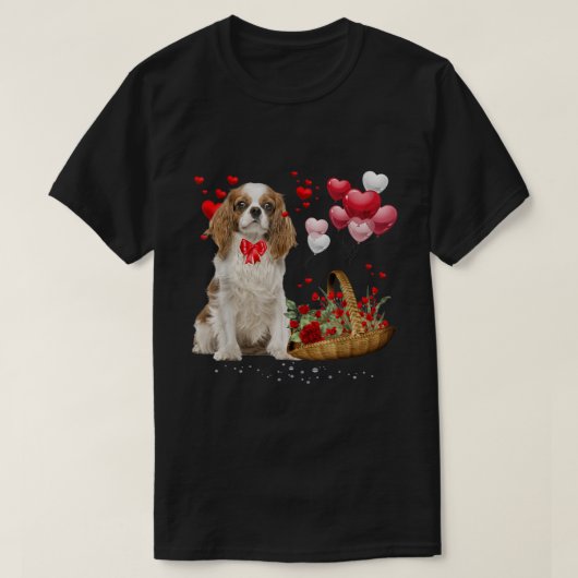 Cavalier King Charles Spaniel Red Heart Valentine T-Shirt (Design vorne)