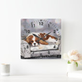 Cavalier King Charles Spaniel - Remington Quadratische Wanduhr (Zuhause)