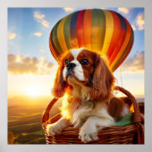 Cavalier King Charles Spaniel Riding a Hot Ballon Poster (Vorne)