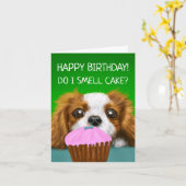 Cavalier King Charles Spaniel "Rieche ich Kuchen?" Karte (Gelbe Blume)