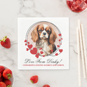Cavalier King Charles Spaniel Roter Herz Kranz Serviette